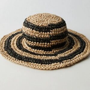 Striped Black and Tan Straw Hat